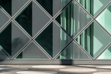 Abstract navy metallic slats catching light at an angle.
